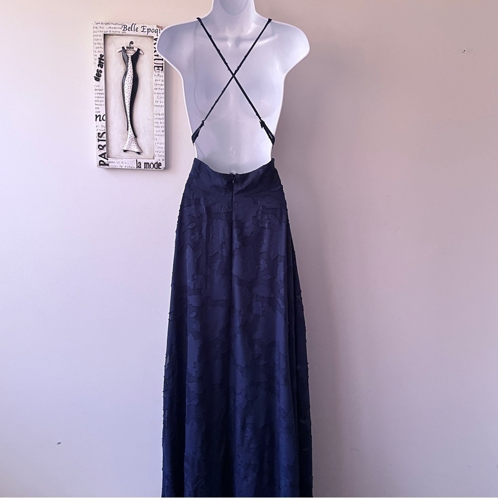 NWT Lulus Let There Be Romance Blue Burnout Floral Maxi Wedding Guest Dress L - Picture 10 of 16